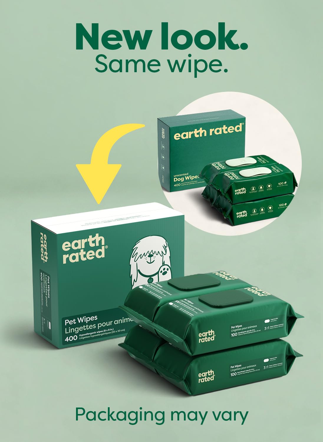 Earth Rated Dog Wipes for Paws & Butt, Deodorizing, Lavender, 100ct