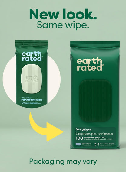 Earth Rated Dog Wipes for Paws & Butt, Deodorizing, Lavender, 100ct