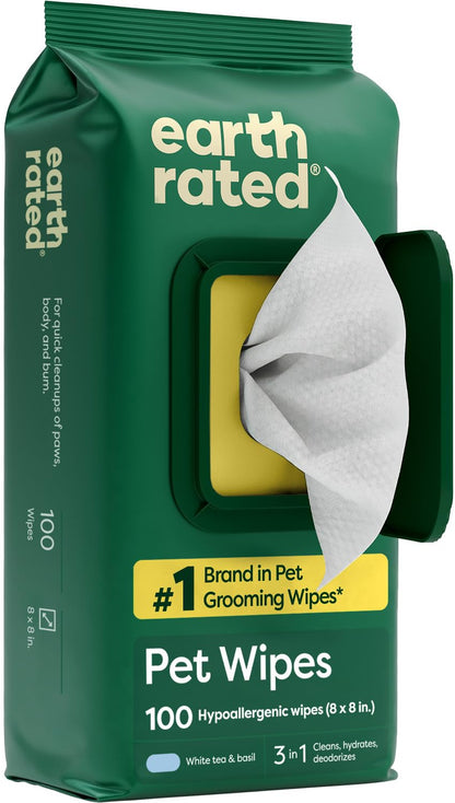 Earth Rated Dog Wipes for Paws & Butt, Deodorizing, Lavender, 100ct