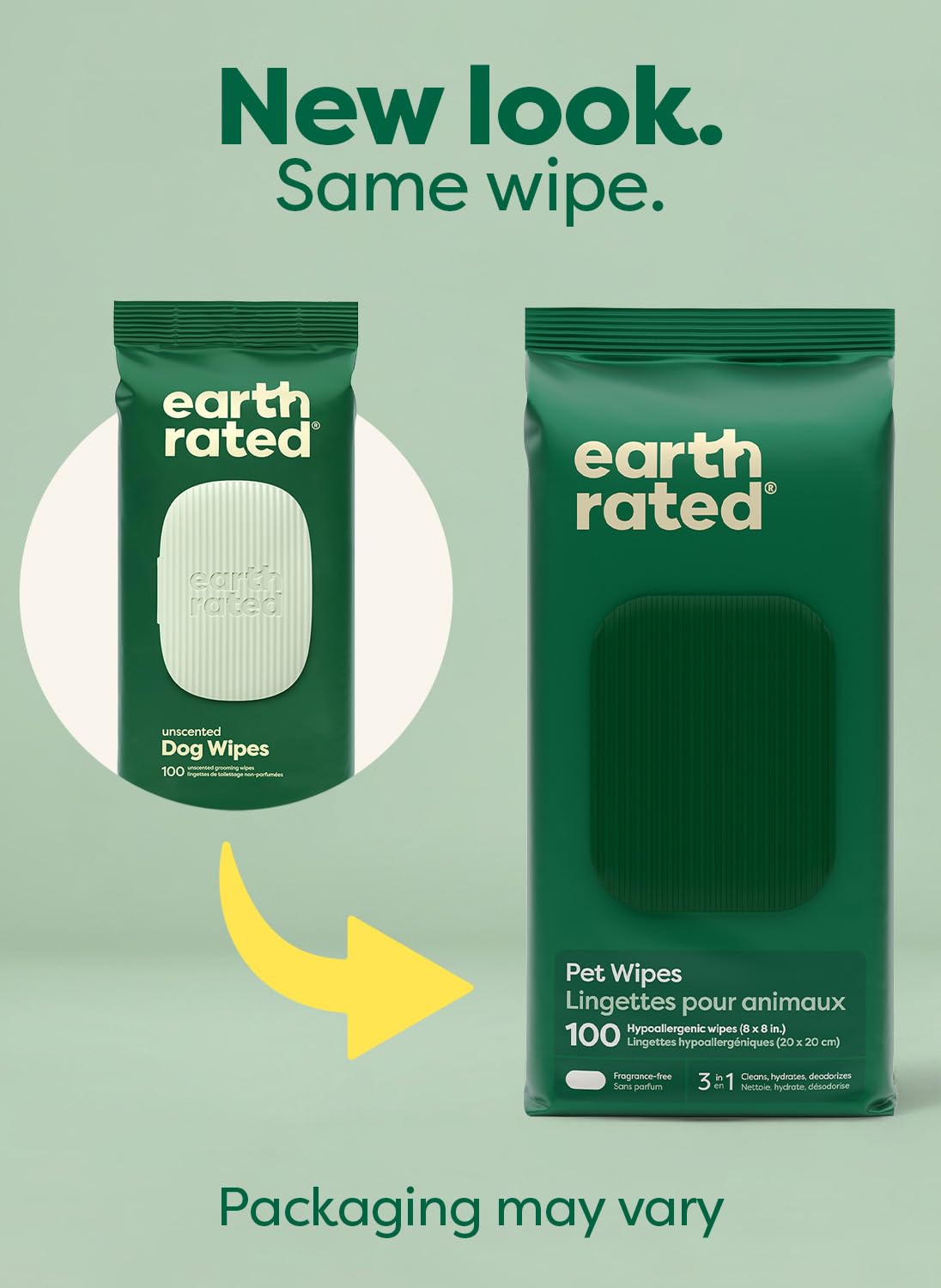Earth Rated Dog Wipes for Paws & Butt, Deodorizing, Lavender, 100ct