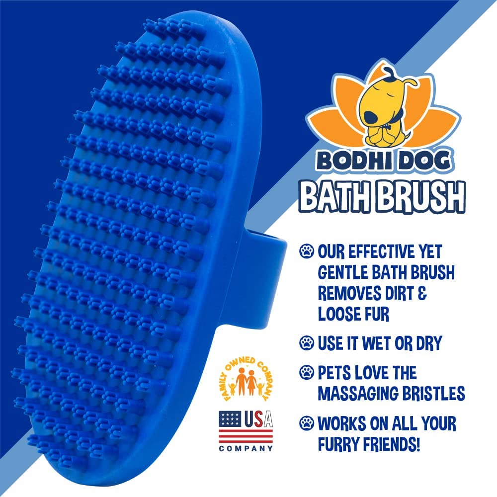 Bodhi Dog Shampoo Brush - Pet Grooming & Bath Supplies for Dogs and Cats - Bath Brush for Long & Short Hair - Premium Scrubber for Shower, Showerhead, Sprayer & Bathing (One Pack, Blue)