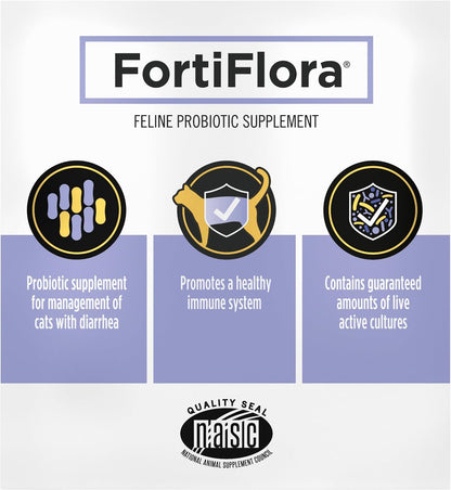 Pro Plan Veterinary Diets FortiFlora Daily Probiotic Powder Supplement for Cats with Digestive Support and Immune System