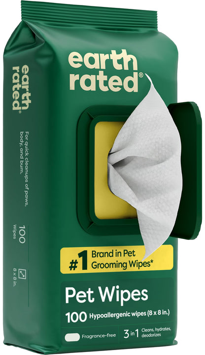 Earth Rated Dog Wipes for Paws & Butt, Deodorizing, Lavender, 100ct