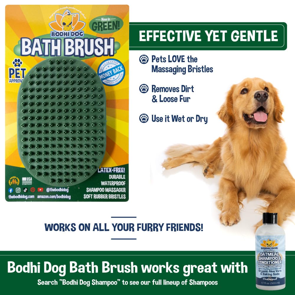 Bodhi Dog Shampoo Brush - Pet Grooming & Bath Supplies for Dogs and Cats - Bath Brush for Long & Short Hair - Premium Scrubber for Shower, Showerhead, Sprayer & Bathing (One Pack, Blue)