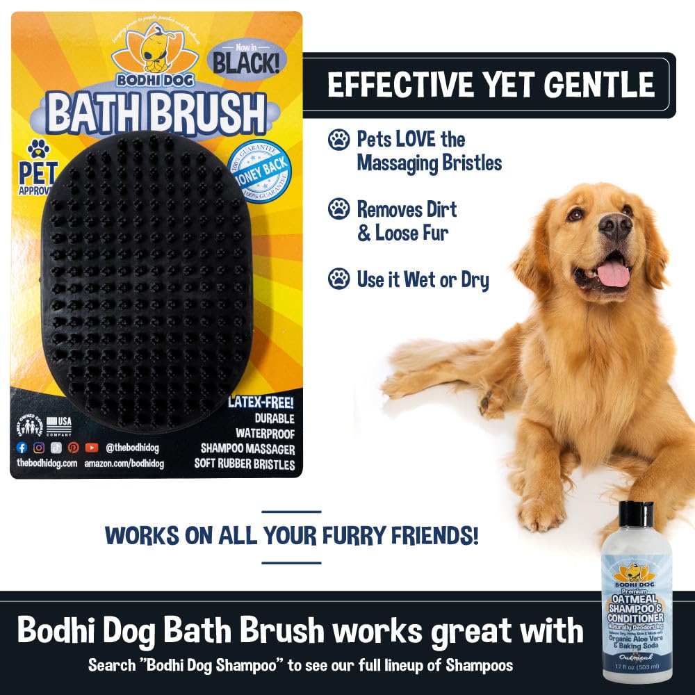 Bodhi Dog Shampoo Brush - Pet Grooming & Bath Supplies for Dogs and Cats - Bath Brush for Long & Short Hair - Premium Scrubber for Shower, Showerhead, Sprayer & Bathing (One Pack, Blue)