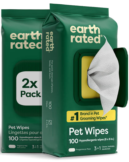 Earth Rated Dog Wipes for Paws & Butt, Deodorizing, Lavender, 100ct