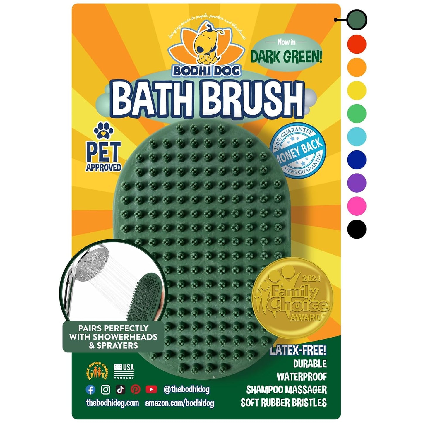 Bodhi Dog Shampoo Brush - Pet Grooming & Bath Supplies for Dogs and Cats - Bath Brush for Long & Short Hair - Premium Scrubber for Shower, Showerhead, Sprayer & Bathing (One Pack, Blue)