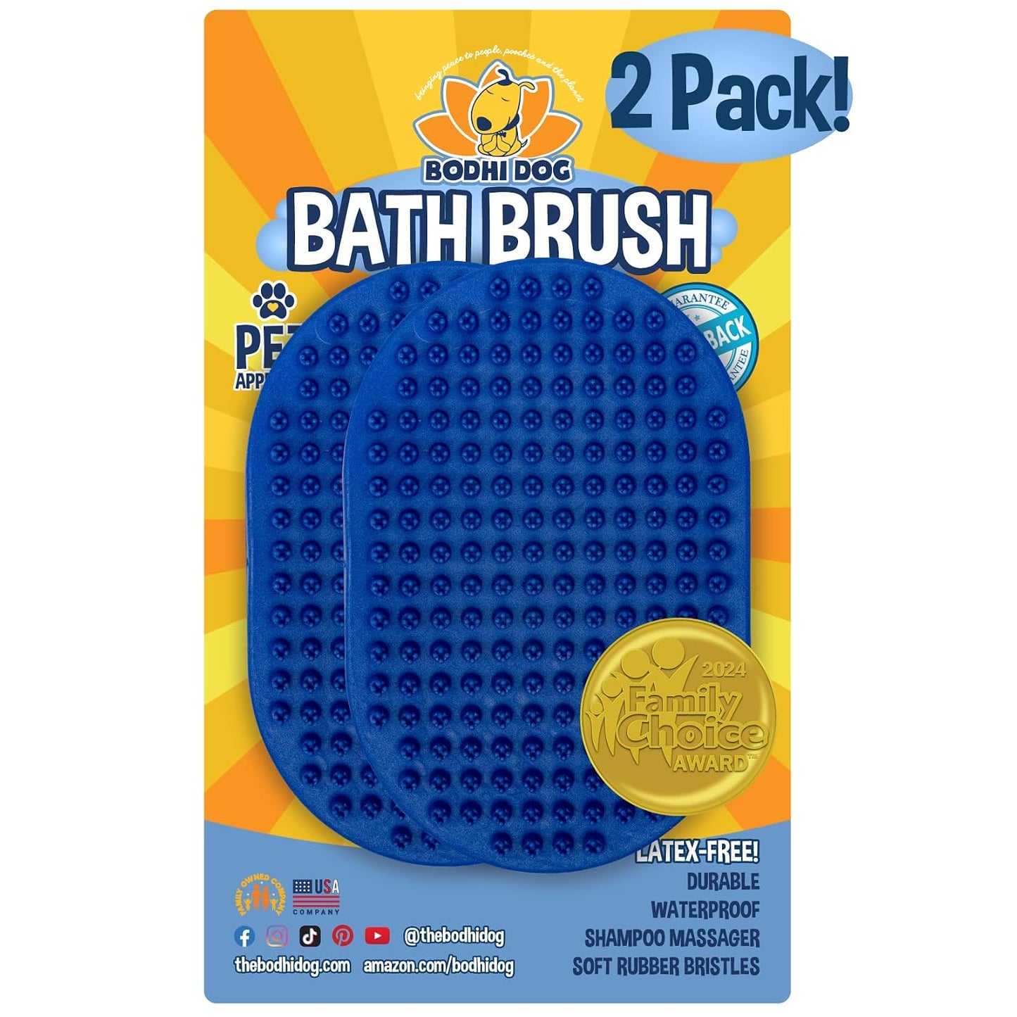 Bodhi Dog Shampoo Brush - Pet Grooming & Bath Supplies for Dogs and Cats - Bath Brush for Long & Short Hair - Premium Scrubber for Shower, Showerhead, Sprayer & Bathing (One Pack, Blue)
