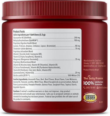Zesty Paws Dog Multivitamin, Chewable Dog Vitamins and Supplements for Hip & Joints, Skin & Coat, Omega 3 Fish Oil for Dogs- Senior & Puppy Multivitamin- Chicken- 90ct