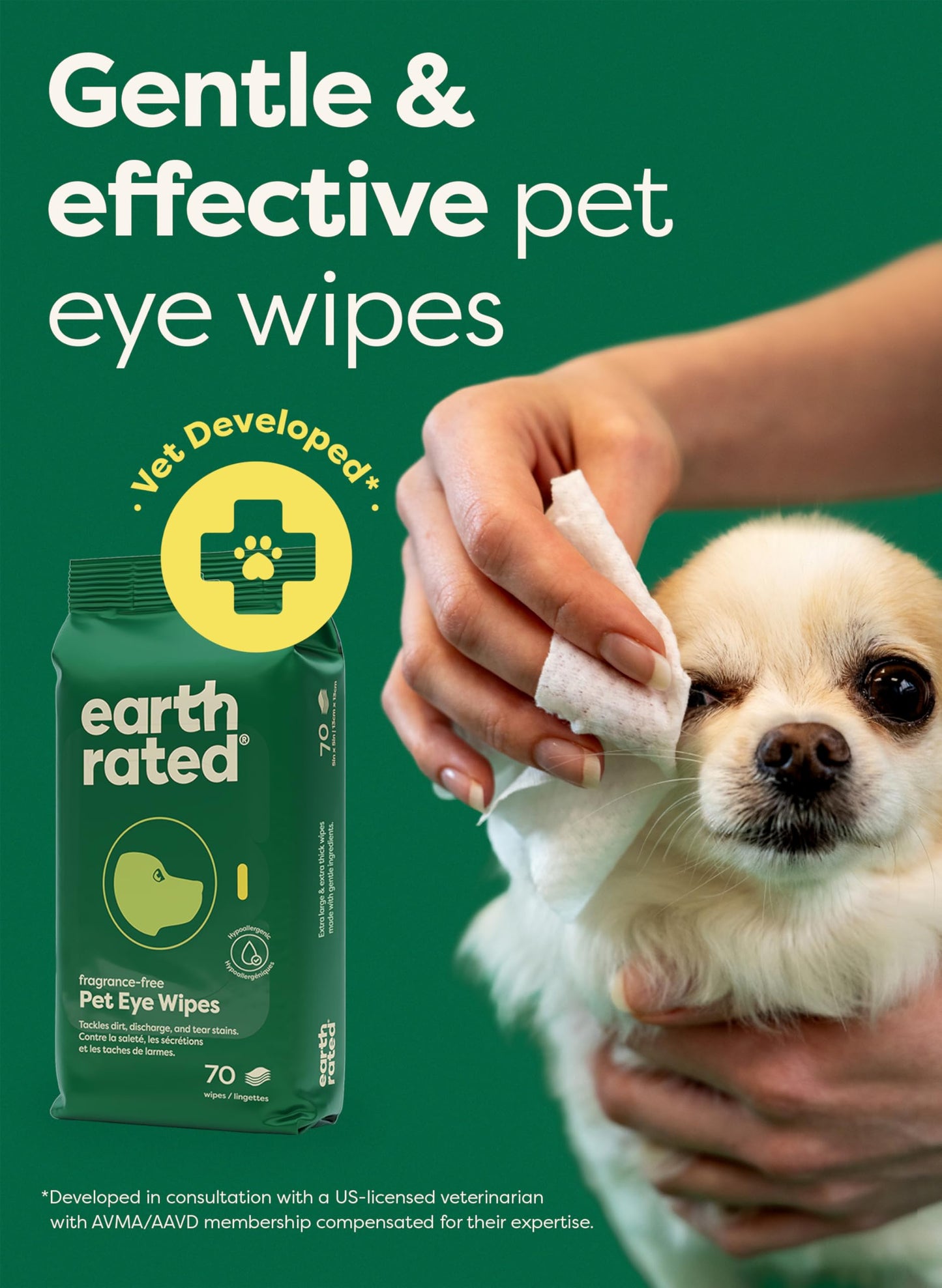 Earth Rated Dog Wipes for Paws & Butt, Deodorizing, Lavender, 100ct