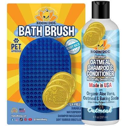 Bodhi Dog Shampoo Brush - Pet Grooming & Bath Supplies for Dogs and Cats - Bath Brush for Long & Short Hair - Premium Scrubber for Shower, Showerhead, Sprayer & Bathing (One Pack, Blue)