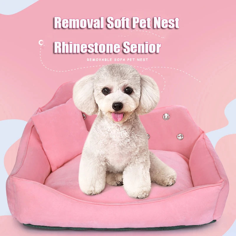 Luxury Rhinestone Princess Pet Bed
