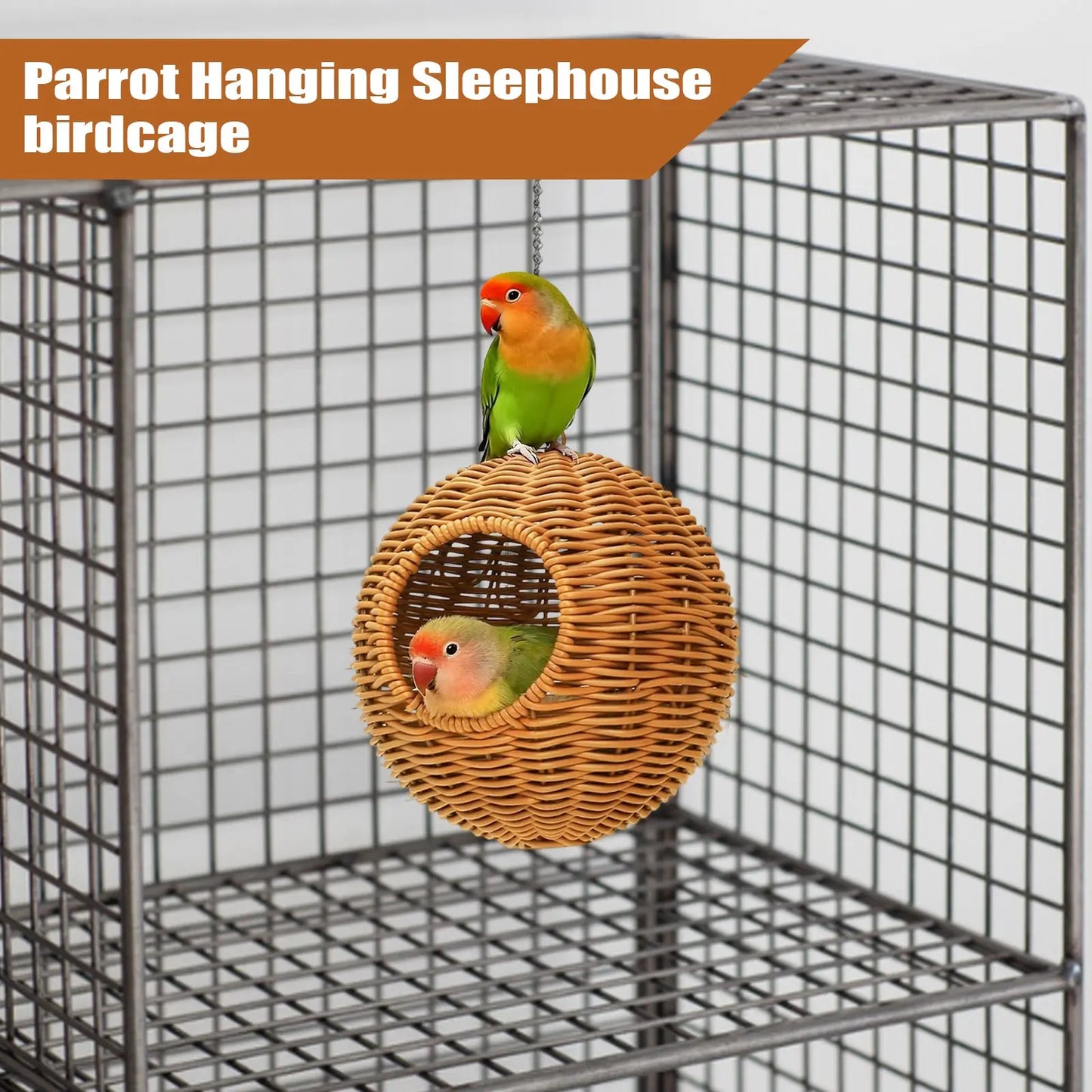 Parrot Nest Hanging Sleephouse Wicker Birdcage Accessory Natural Pet Supplies