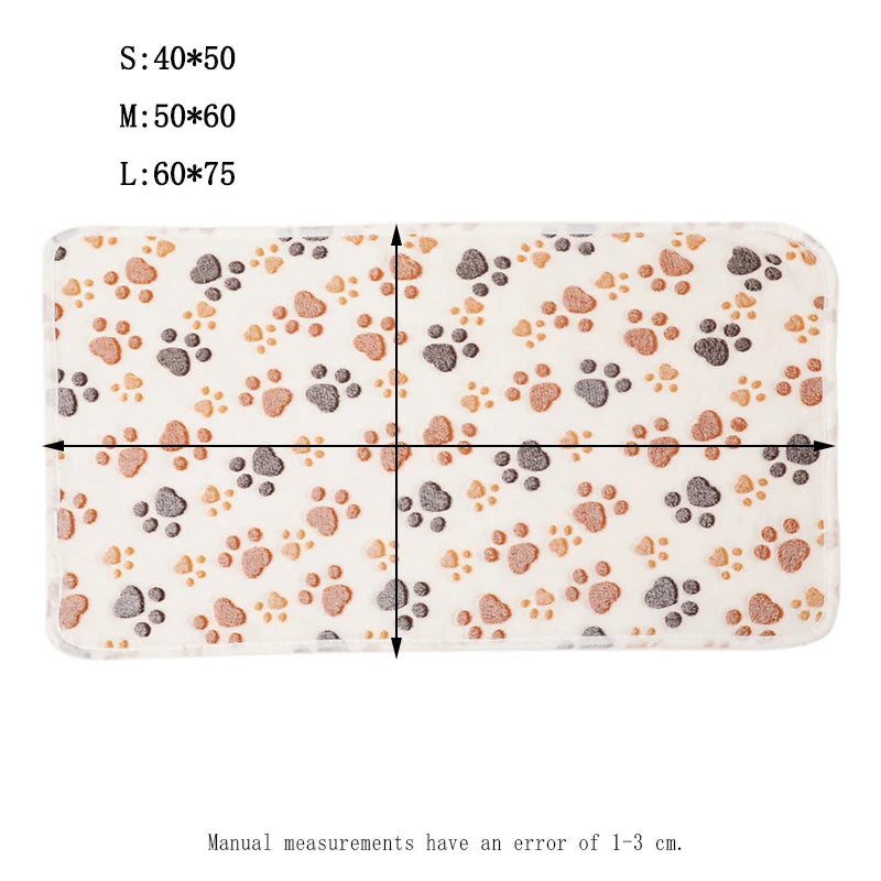 Soft and Skin Friendly Pet Sleeping Blanket Dog Paw Printed Warm Pad Suitable for All Seasons for Household Pet Bedding