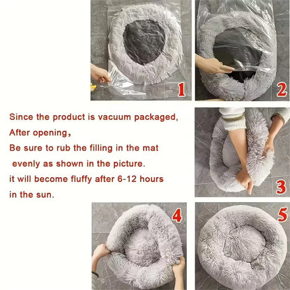 Plush Donut Calming Pet Bed
