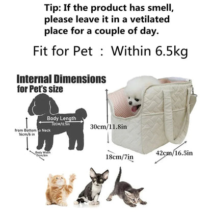 Pet Carrier Bag for Travel Portable, Breathable Car Pet Bag for Small Dogs and Cats, Handheld Travel Pet Bag for 6.5Kg