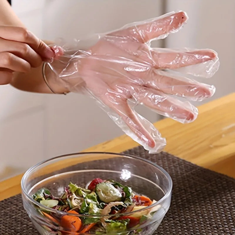 100/200/500PCS Disposable PE Gloves Plastic Gloves Terrace Pet Supplies Salon Catering Services Multi Purpose Household Tools