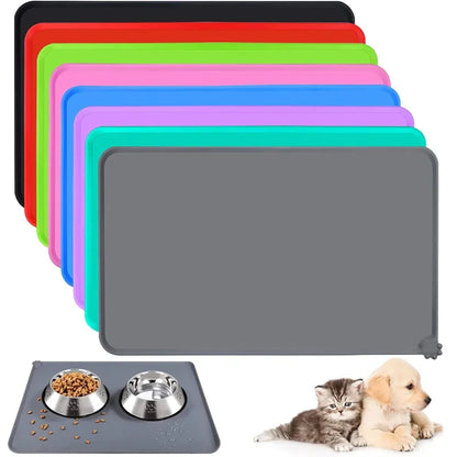 Silicone Pet Food & Water Bowl Mat with Raised Edge