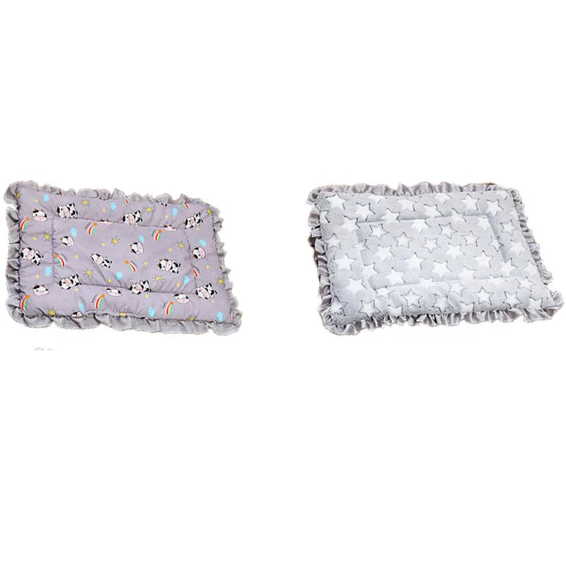 Warm Dog Bed Sofa Pet Sleeping Mat Flannel Lace Mattress for Small Large Dogs Double-Sided Blanket Puppy Mat Bed Pet Accessories