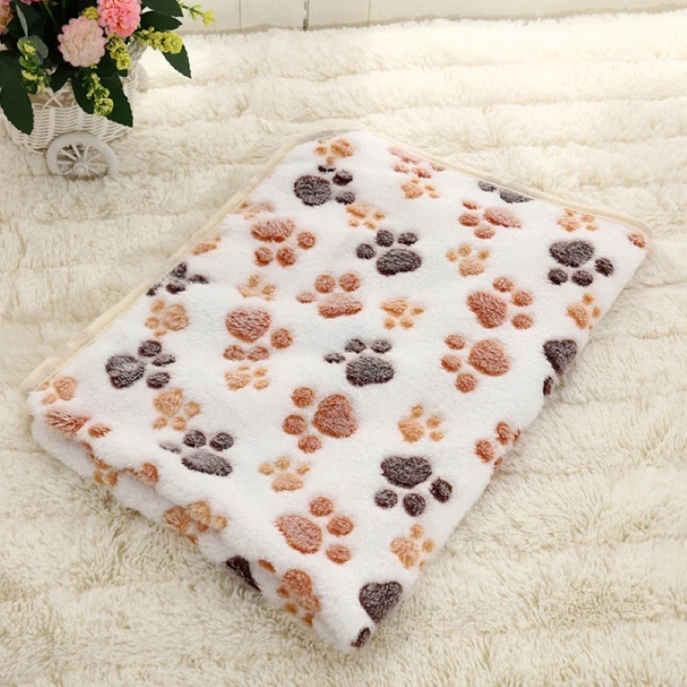Soft and Skin Friendly Pet Sleeping Blanket Dog Paw Printed Warm Pad Suitable for All Seasons for Household Pet Bedding