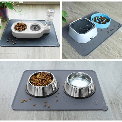 Silicone Pet Food & Water Bowl Mat with Raised Edge