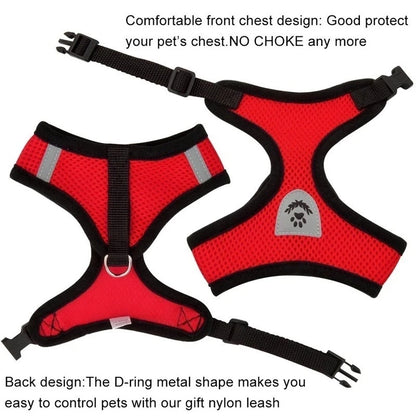 Soft Mesh Cat & Small Dog Harness with Leash
