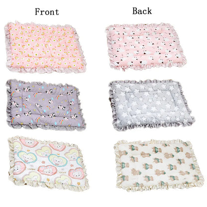 Warm Dog Bed Sofa Pet Sleeping Mat Flannel Lace Mattress for Small Large Dogs Double-Sided Blanket Puppy Mat Bed Pet Accessories