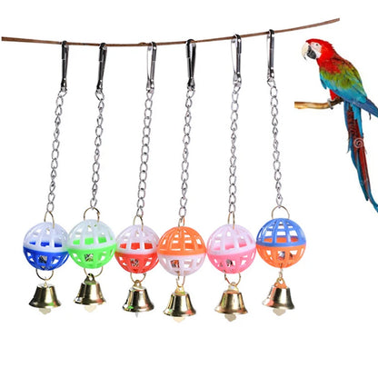 Pet Parrot Bird Cockatiel Bell Swing Ball Hanging Cage Toy Pet Supplies