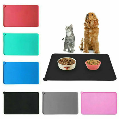 Silicone Pet Food & Water Bowl Mat with Raised Edge