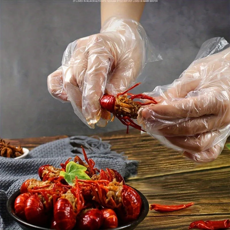 100/200/500PCS Disposable PE Gloves Plastic Gloves Terrace Pet Supplies Salon Catering Services Multi Purpose Household Tools