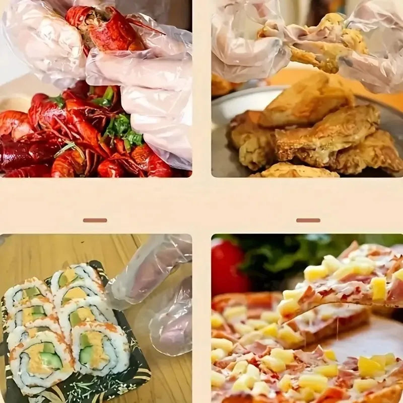 100/200/500PCS Disposable PE Gloves Plastic Gloves Terrace Pet Supplies Salon Catering Services Multi Purpose Household Tools