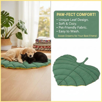 Leaf‑Shaped Pet Sleeping Mat 4‑Season Soft Quilted Cat Dog Bed Pad Room Decor Floor Rug Washable Puppy Kitten Floor Cushion