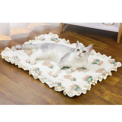 Warm Dog Bed Sofa Pet Sleeping Mat Flannel Lace Mattress for Small Large Dogs Double-Sided Blanket Puppy Mat Bed Pet Accessories