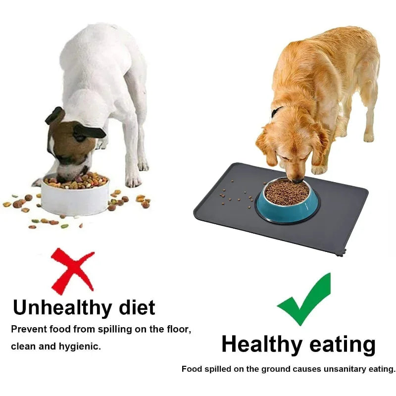 Silicone Pet Food & Water Bowl Mat with Raised Edge