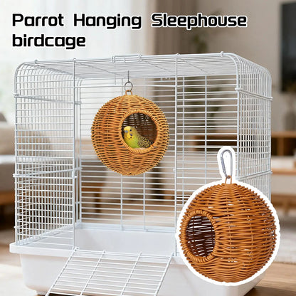 Parrot Nest Hanging Sleephouse Wicker Birdcage Accessory Natural Pet Supplies