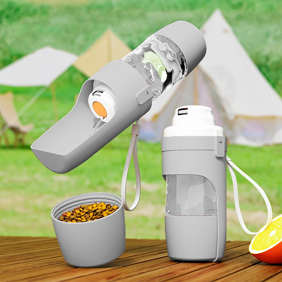 Dog & Cat Water Bottle with Food Storage