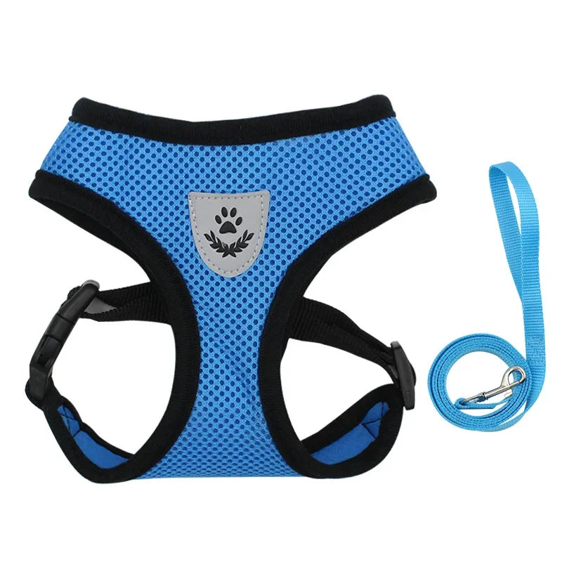 Soft Mesh Cat & Small Dog Harness with Leash