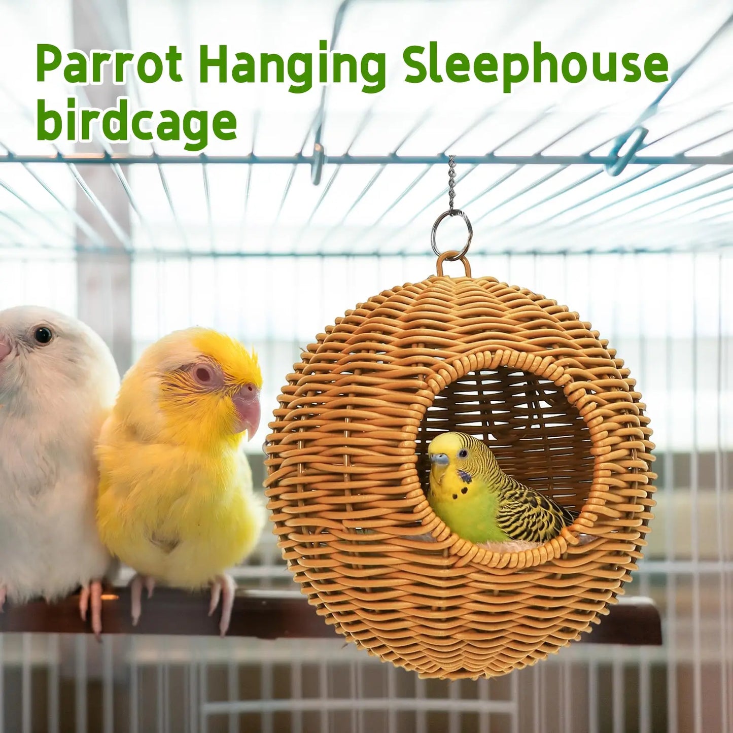 Parrot Nest Hanging Sleephouse Wicker Birdcage Accessory Natural Pet Supplies