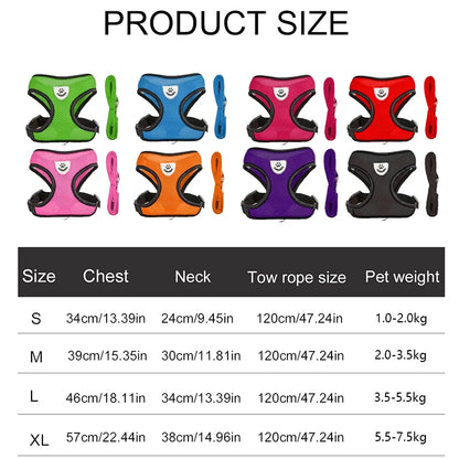 Soft Mesh Cat & Small Dog Harness with Leash