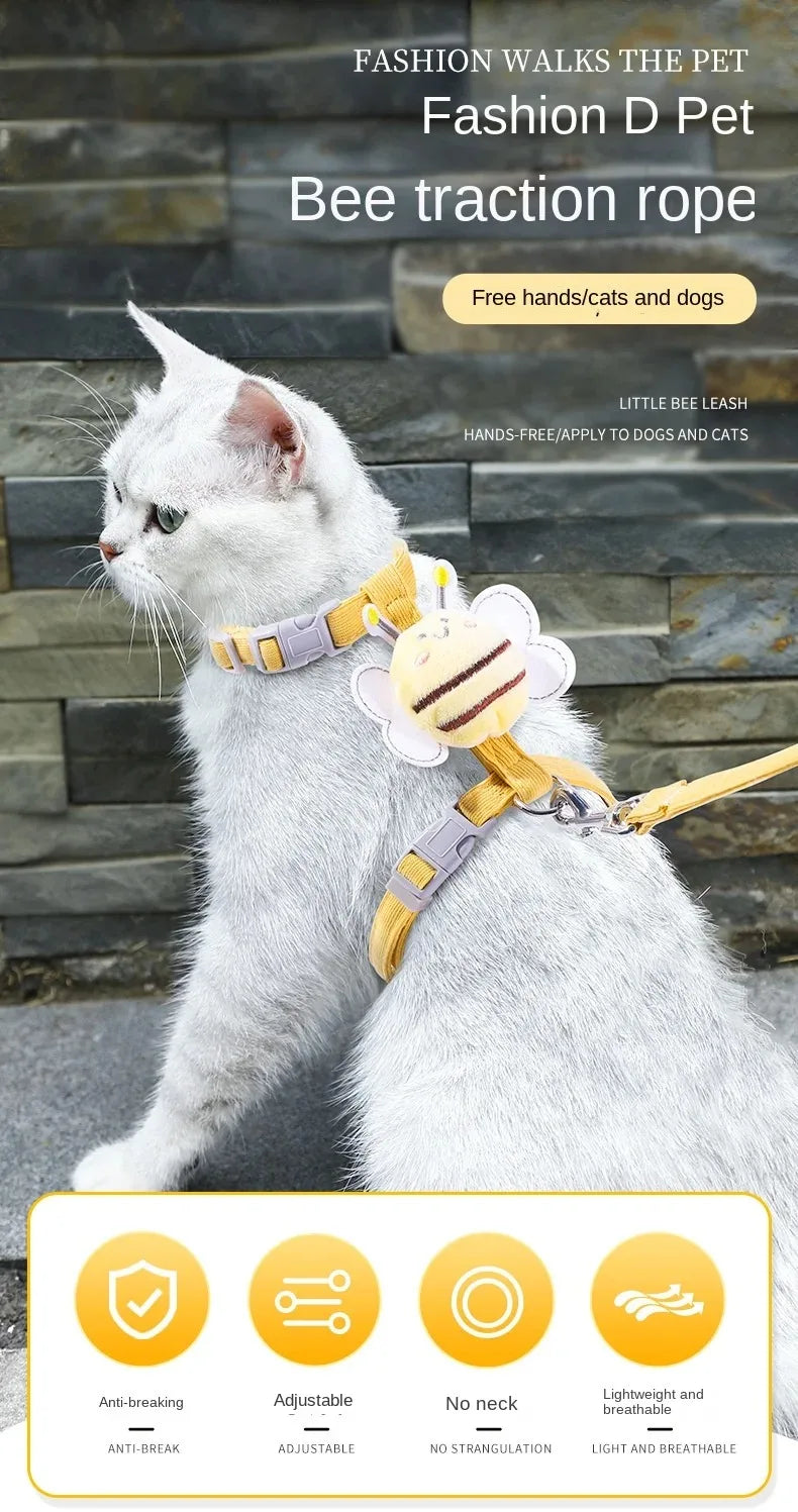 Bee-Themed Pet Harness & Leash Set