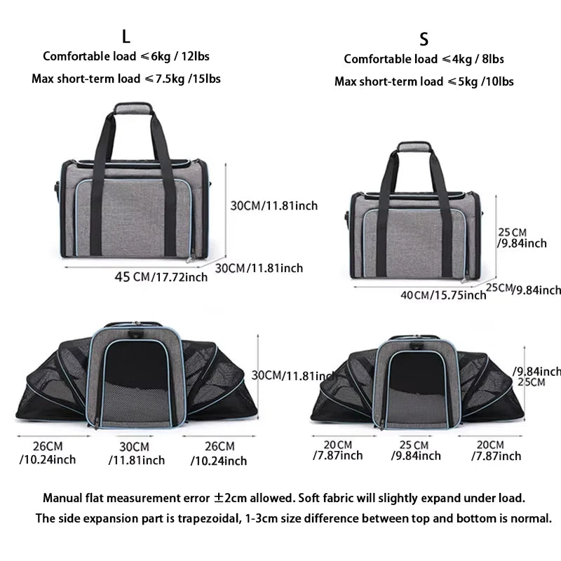 Pet Carrier Bag Foldable Small Dog Charter Carrying Cat Out Bag Expansion Pet Bag Mesh Breathable Expansion Foldable Handheld C