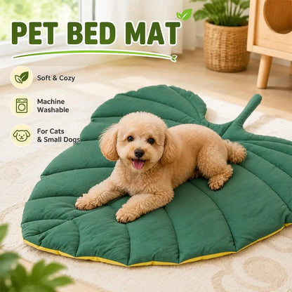 Leaf‑Shaped Pet Sleeping Mat 4‑Season Soft Quilted Cat Dog Bed Pad Room Decor Floor Rug Washable Puppy Kitten Floor Cushion