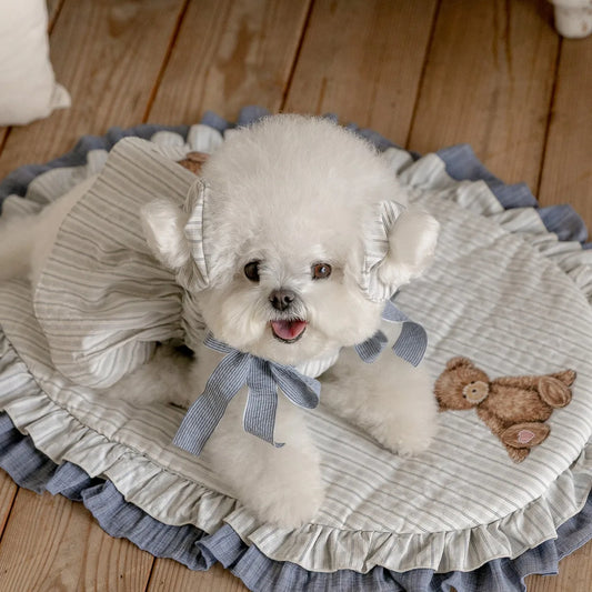 Soft Striped Round Pet Nest Pad