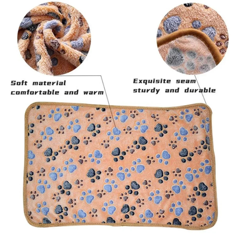Soft and Skin Friendly Pet Sleeping Blanket Dog Paw Printed Warm Pad Suitable for All Seasons for Household Pet Bedding